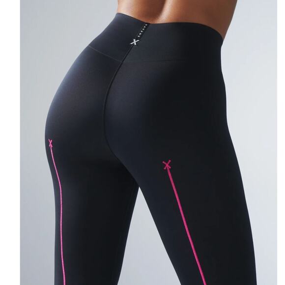 NEW Savage x Fenty Hotline High Rise Leggings Small Black Pink Embroidered - Picture 1 of 7